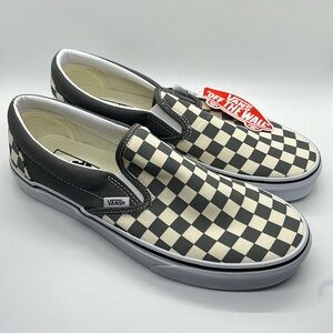 NEW Gray Checkered Slip On Vans